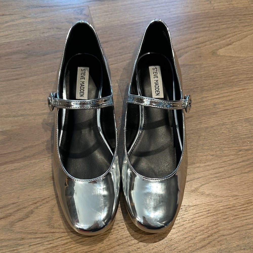 Steve Madden Womens Metallic Silver Dress Shoes